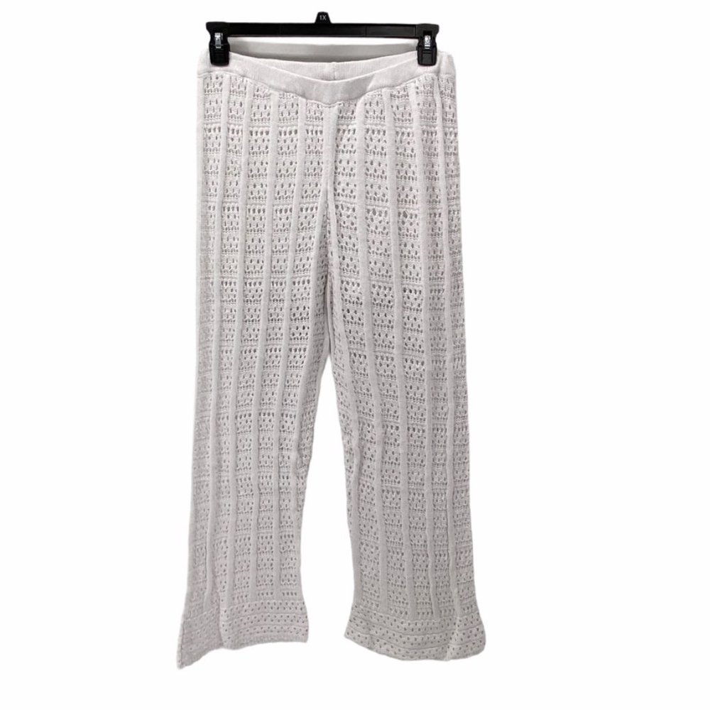 FP. BEACH  WHITE OPEN KNIT HI-RISE PANT/COVER-UP M
